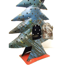 Choinka metalowa na t-light z Recyclingu XL Niebieska 65cm